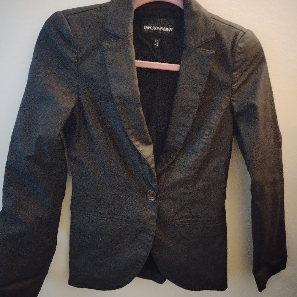 Emporio Armani faux leather blazer dark brown size 36